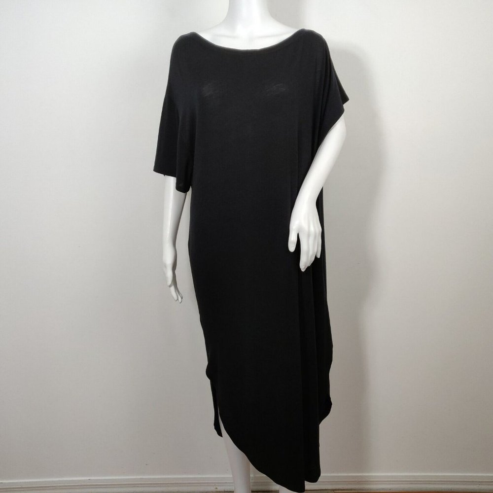 FREE PEOPLE Beach Tunic Midi Dress Size XS Black Stretch Slouchy Casual Relaxed - Picture 2 of 9